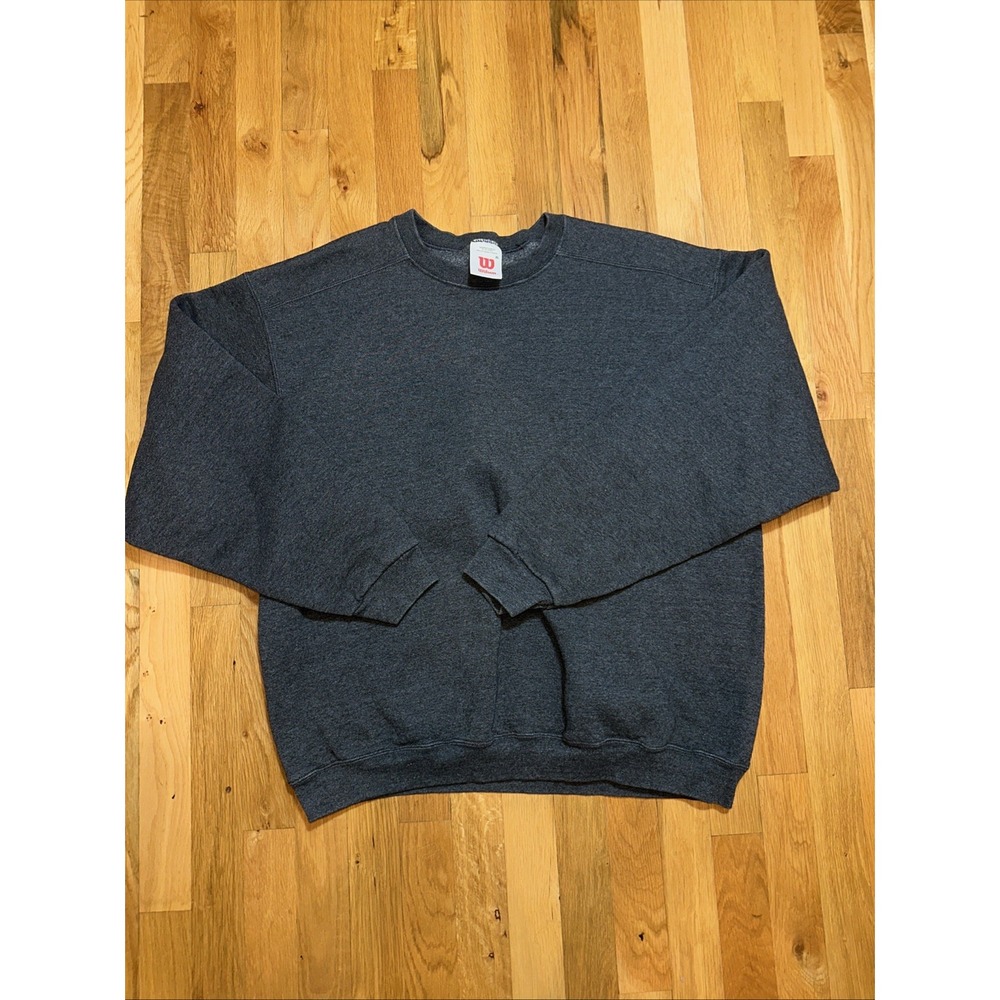 Vintage 90s Wilson Sweatshirt XL Men Gray Crew Neck Long Sleeve Pullover. Perfec